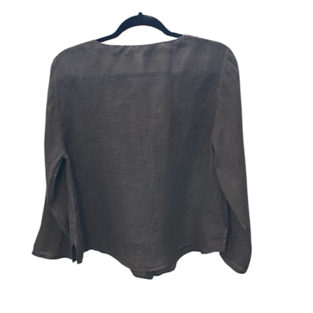 Kleene Gray LINEN Button-Up Oversized Long Sleeve Top Size XS - Picture 2 of 3